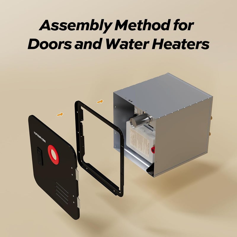 KINGRVER 15 x 18 Inches Black Door kit - This Only for RV Tankless Water Heaters without Door, Water Heater not Included, Galvanized Steel - Image 4